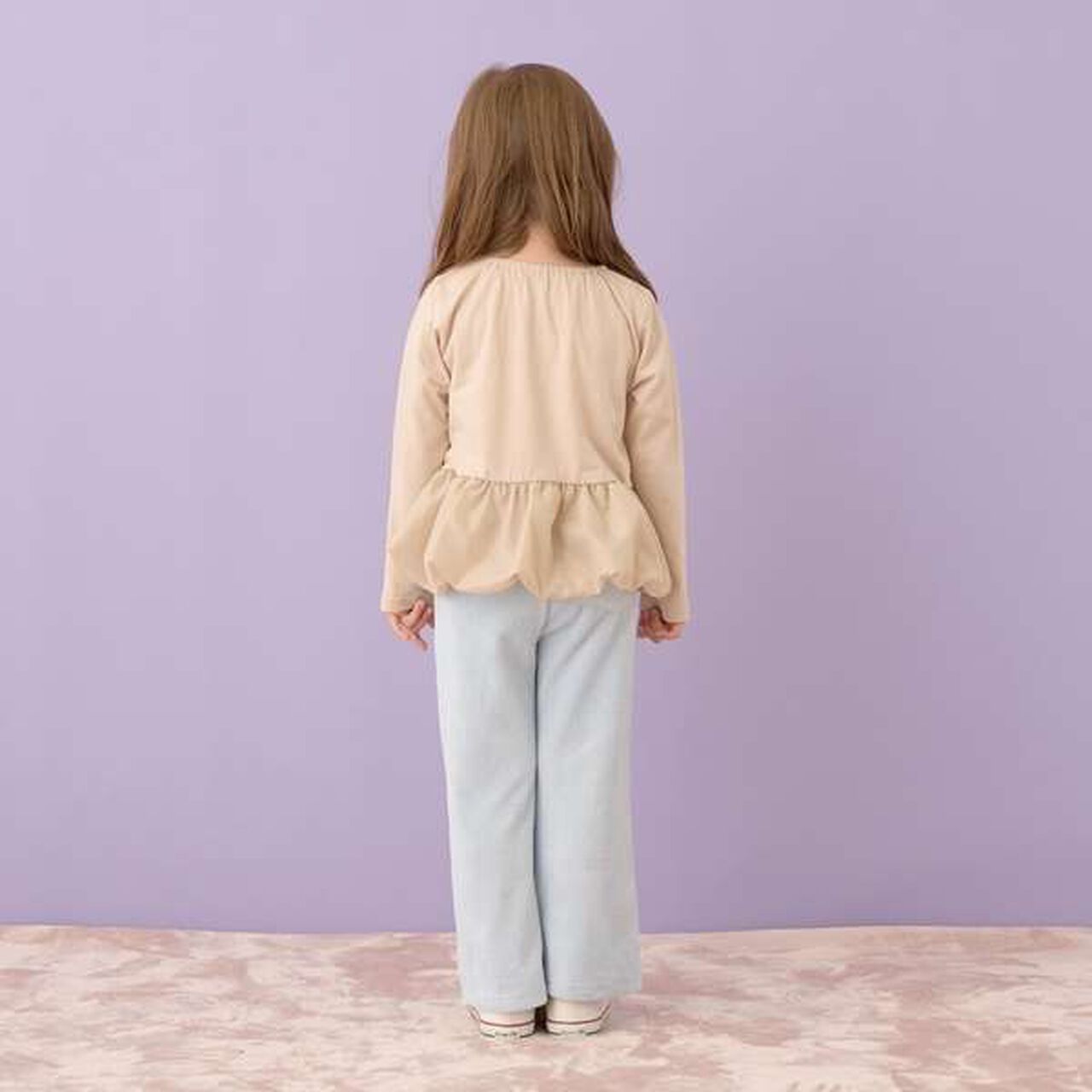 Non-Deforming Neck Balloon Peplum T-Shirt,Ivory, large image number 5