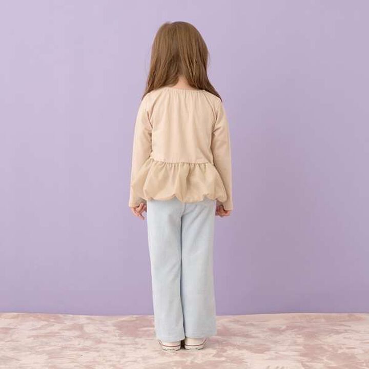 Non-Deforming Neck Balloon Peplum T-Shirt,Ivory, medium image number 5