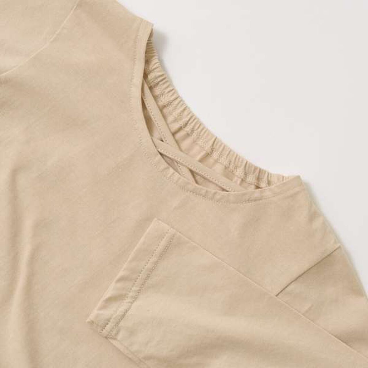 Non-Deforming Neck Balloon Peplum T-Shirt,Ivory, large image number 11