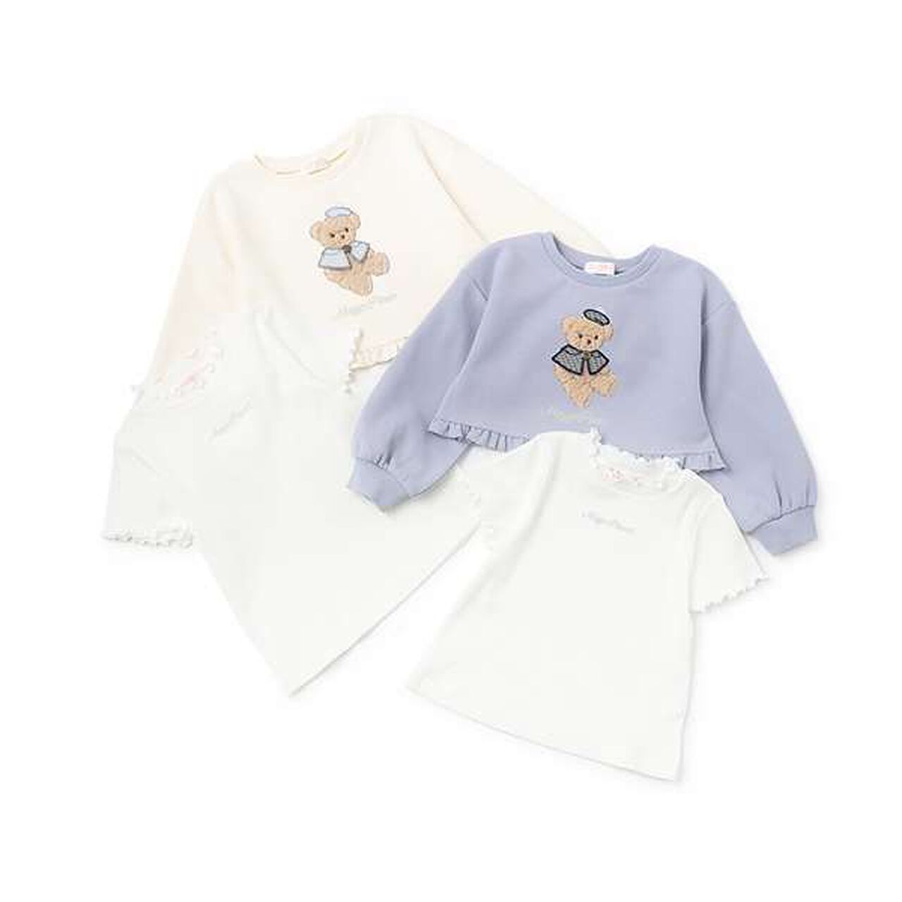 Bear Sweater & Short Sleeve T-Shirt Set,Sax blue, large image number 6