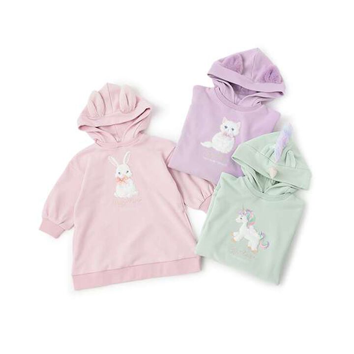 Animal Motif Hoodie One-Piece Dress,Lavender, medium image number 6
