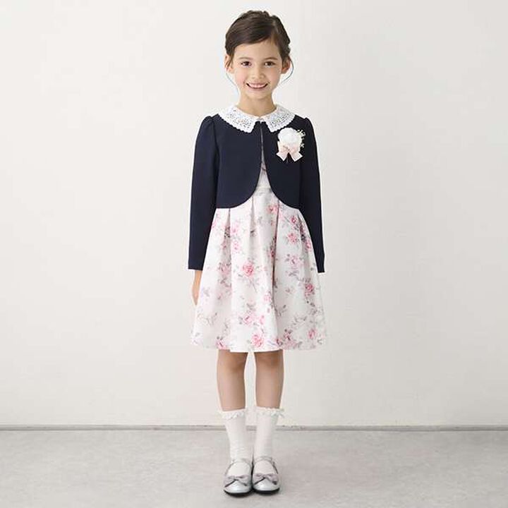 Lace Collar Floral Dress & Jacket Set,, medium