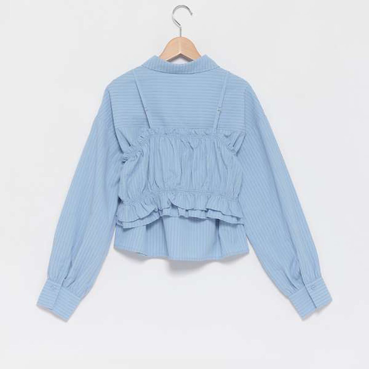 Long-Sleeve Shirt with Bustier,Blue, large image number 15
