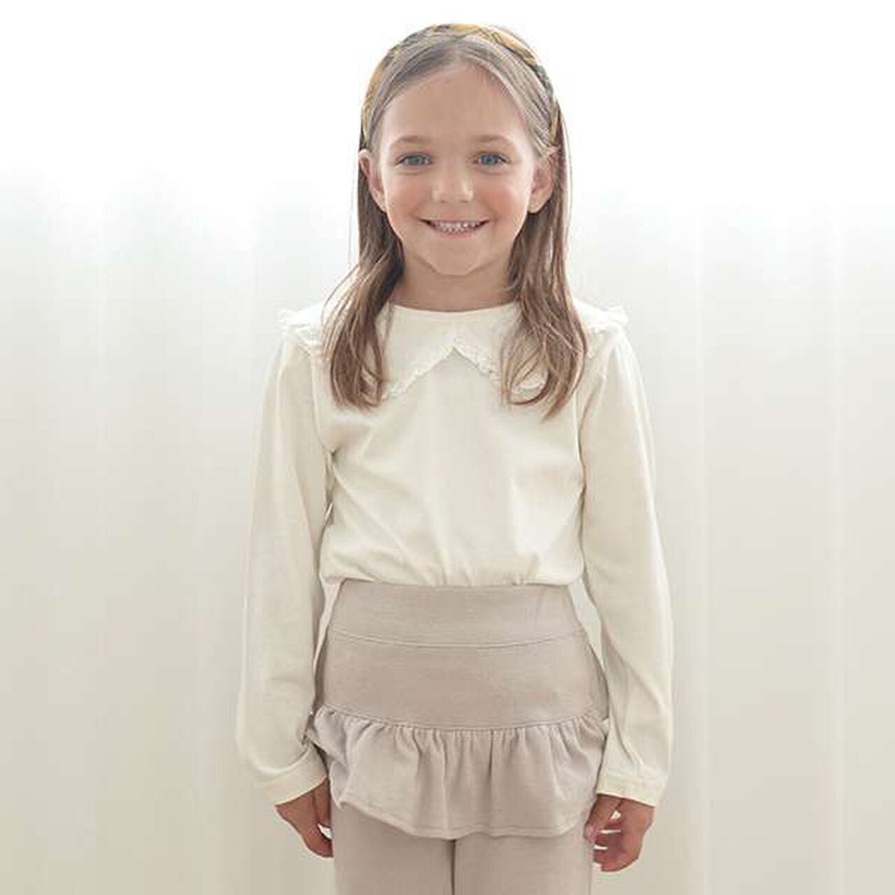 Non-Deforming Cotton Lace Long-Sleeve T-Shirt,Blue gray, large image number 14
