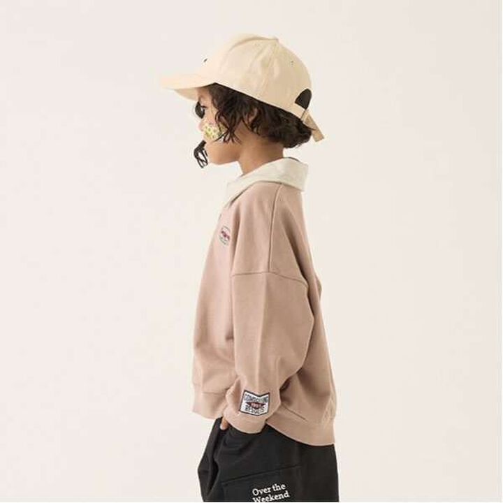 Pilling-Resistant Collared Sweatshirt,Beige, medium image number 2