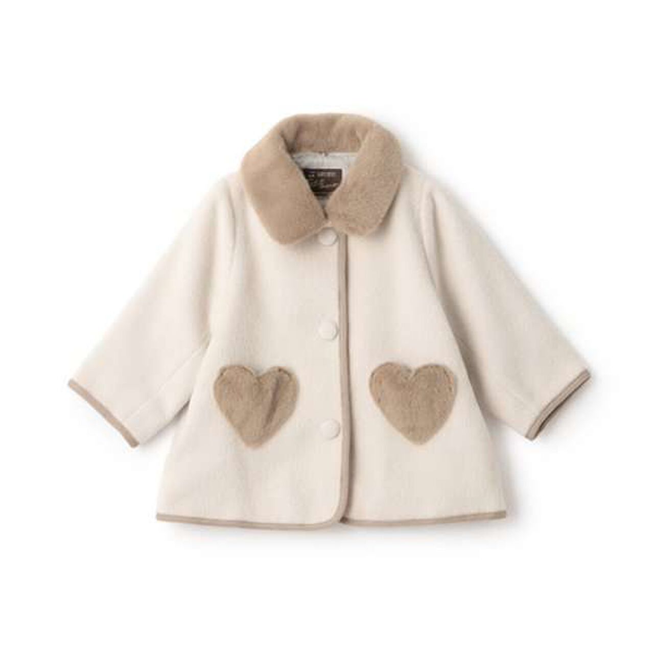 Faux Fur Collar Heart Pocket Coat,Gray, large image number 16
