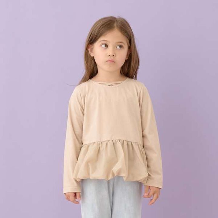 Non-Deforming Neck Balloon Peplum T-Shirt,Ivory, medium image number 18
