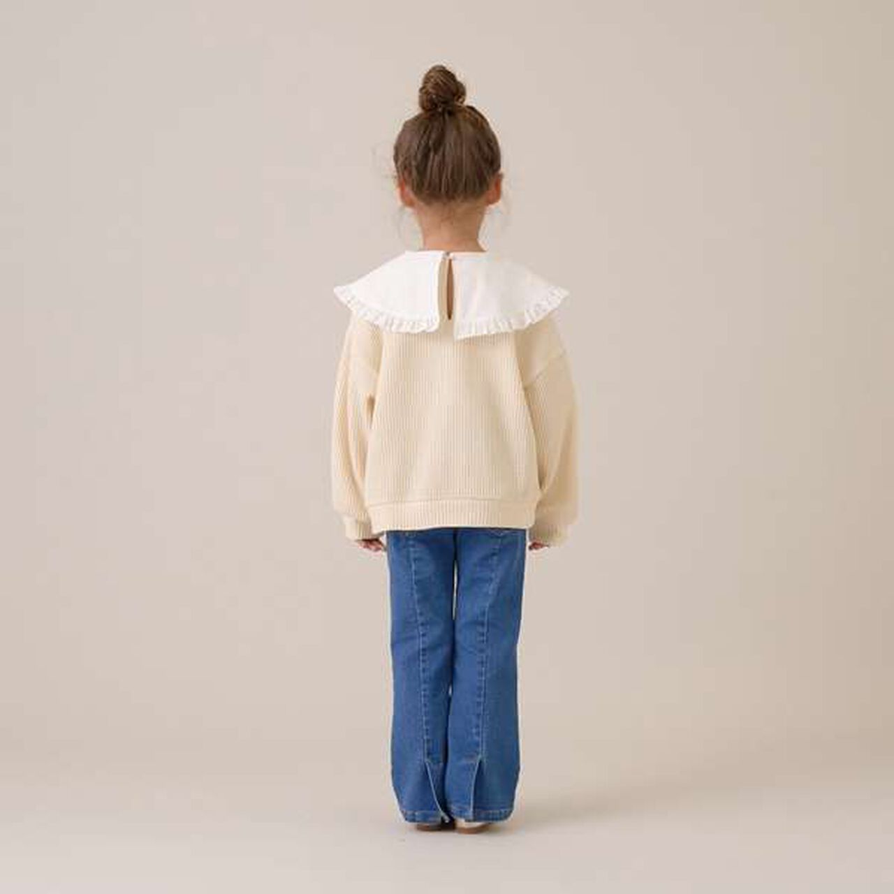 Fluffy Waffle Frill Collar Top,Pink, large image number 2