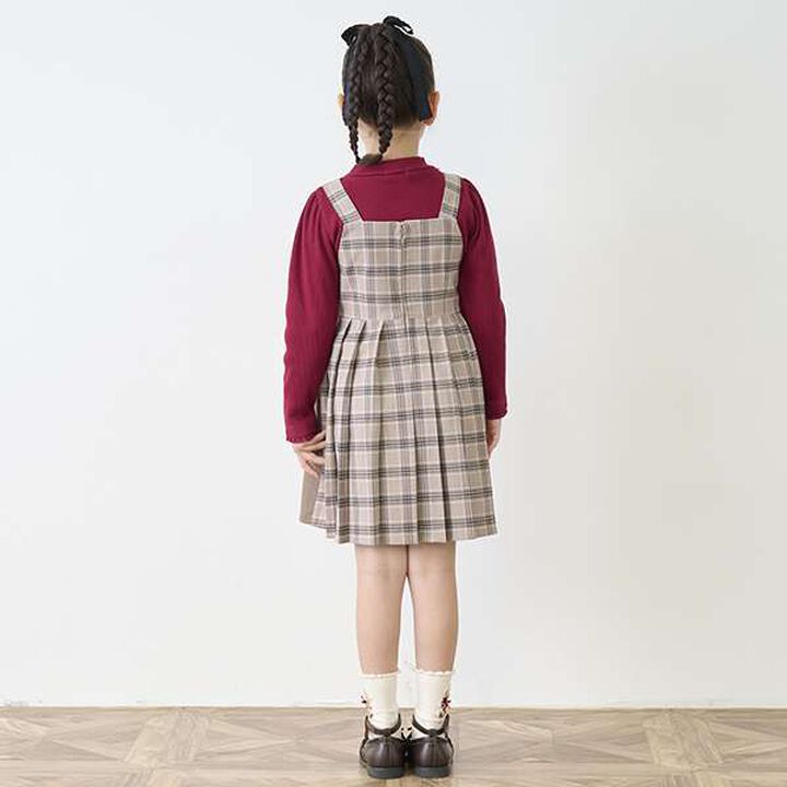 Check Pleated Jumper Skirt,Beige, medium image number 4