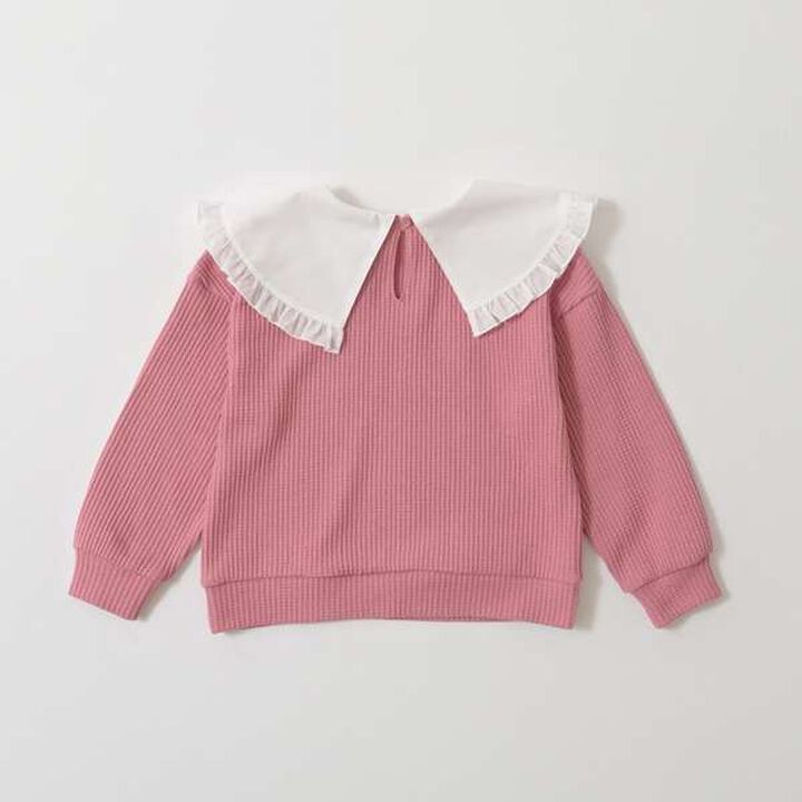 Fluffy Waffle Frill Collar Top,Pink, medium image number 12