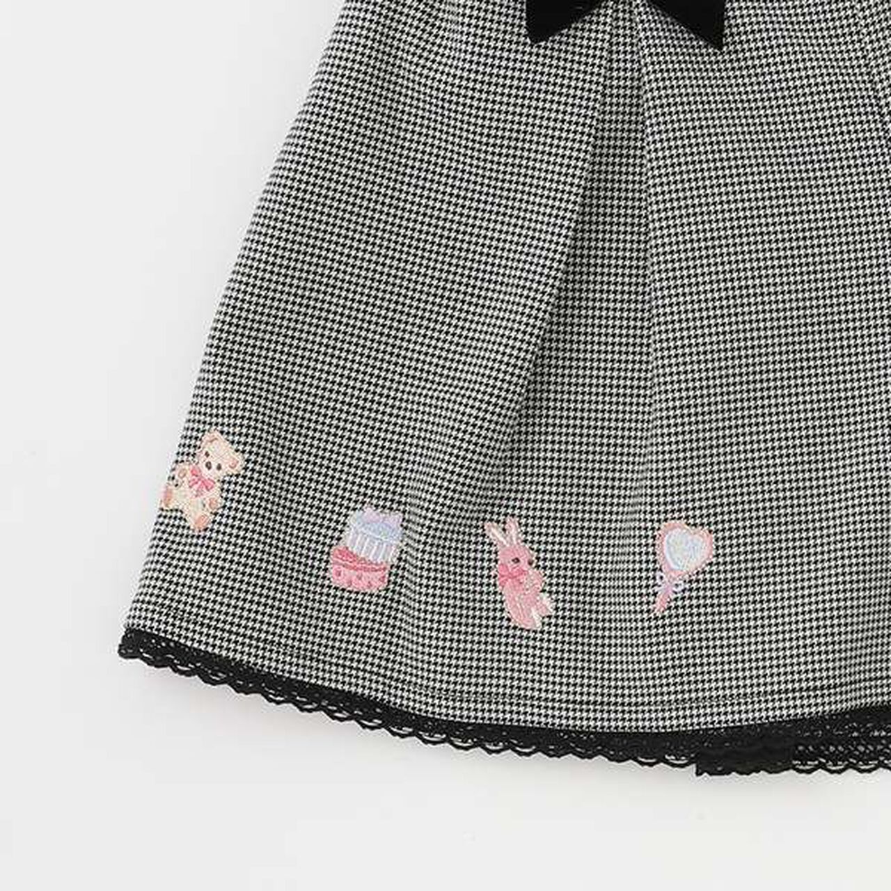 Bear Embroidery Culotte Skirt,Black, large image number 12