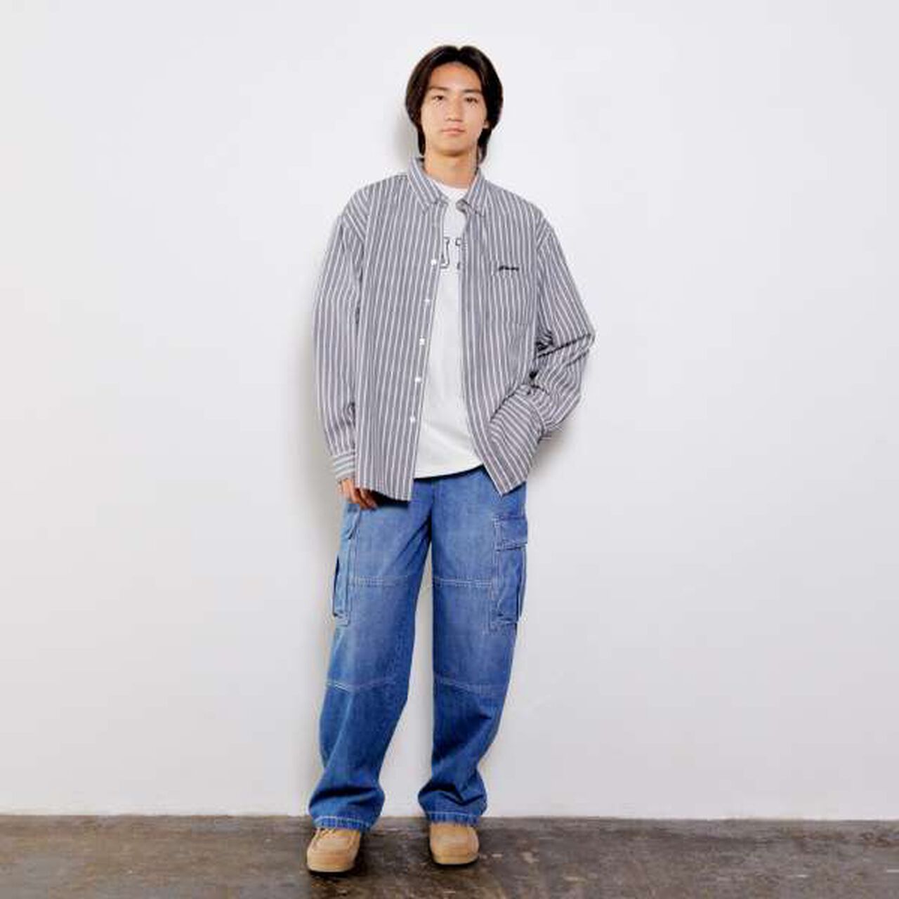 Striped Shirt,Black, large image number 5