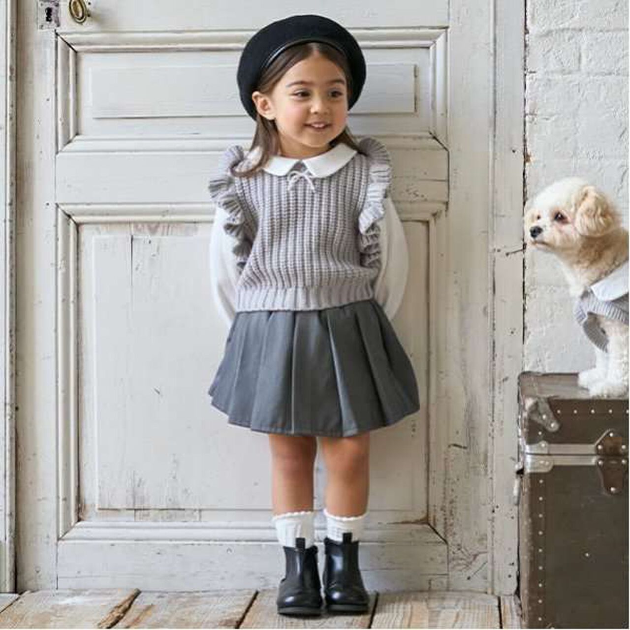 [Link] Double Waist Pleated Skirt-Pants,Brown, large image number 18