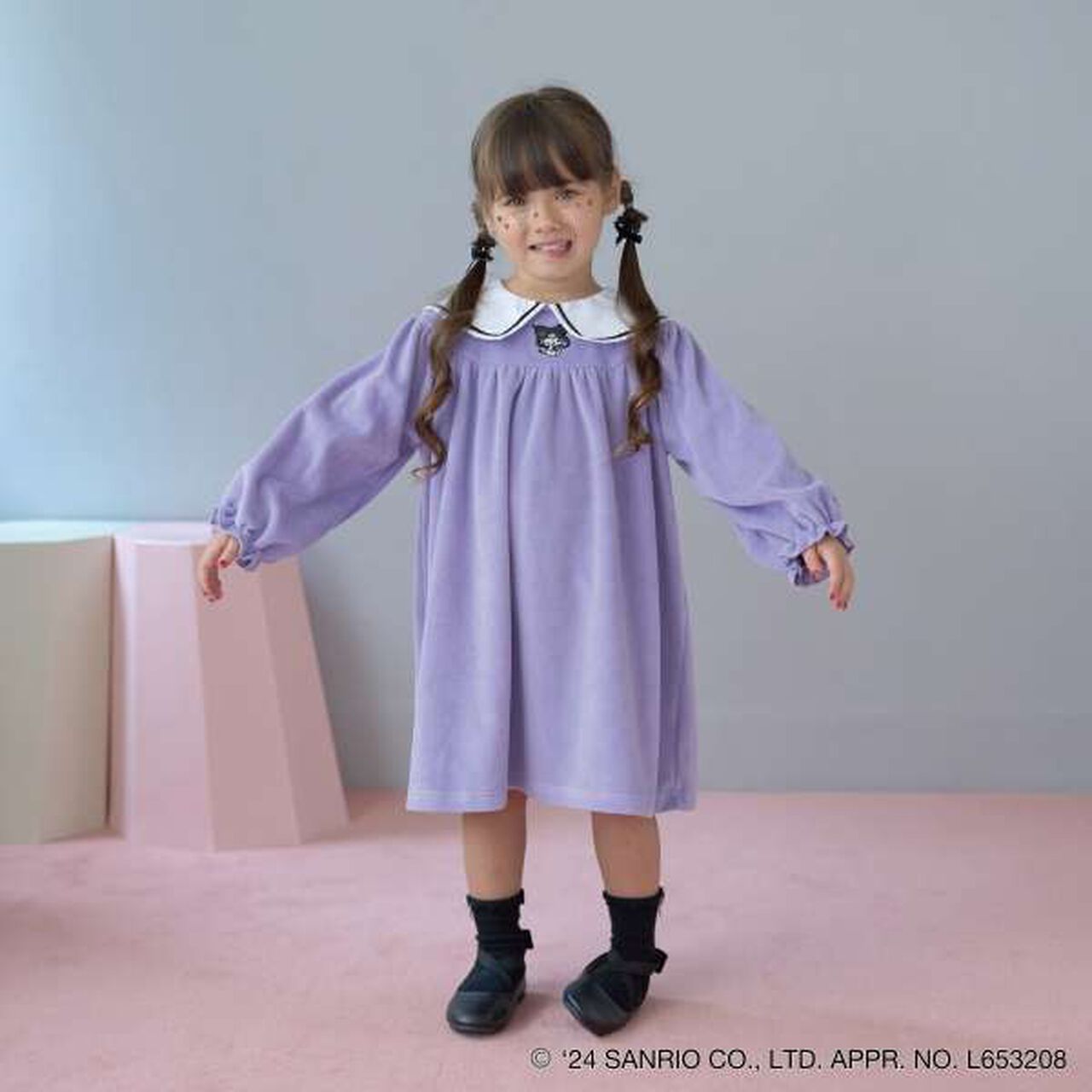 Sanrio Kuromi Collar One-Piece Dress,Charcoal gray, large image number 3
