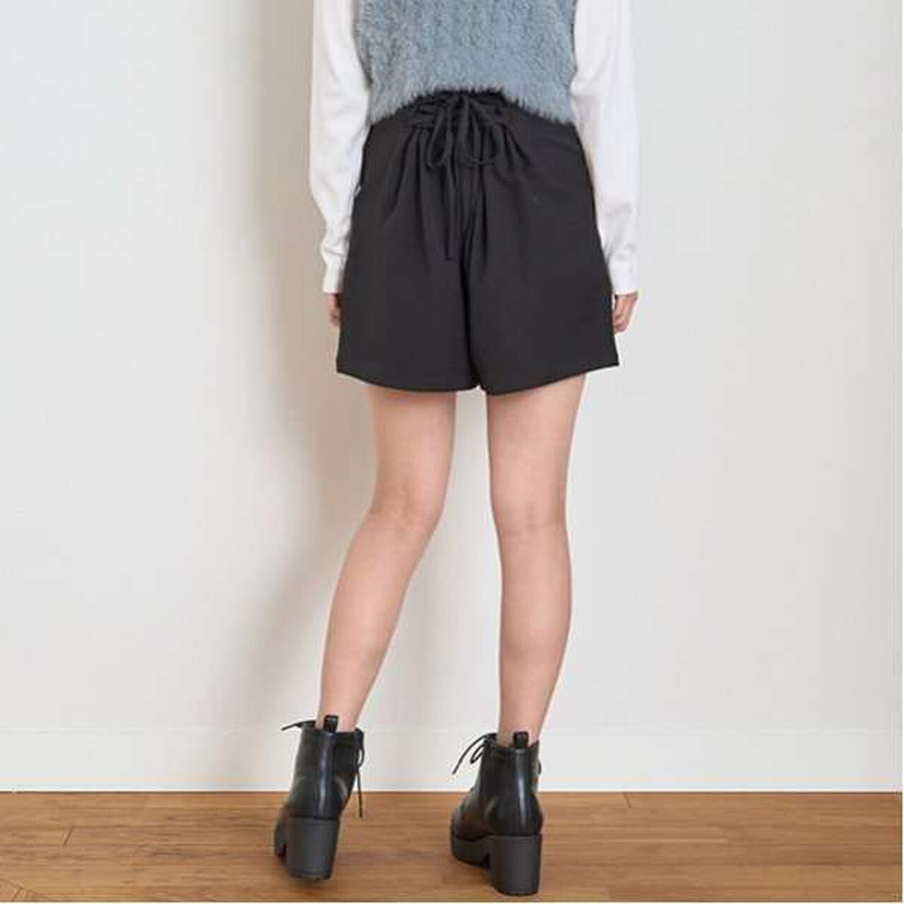Back Lace-Up Shorts,Gray, large image number 8