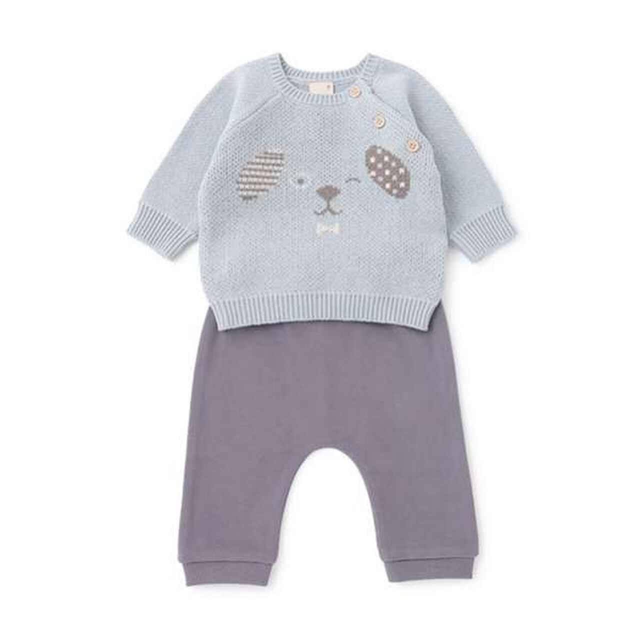 Dog Print Knit + Pants Set,Ivory, large image number 12