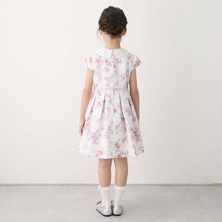 Lace Collar Floral Dress & Jacket Set,Pearl white, medium image number 10