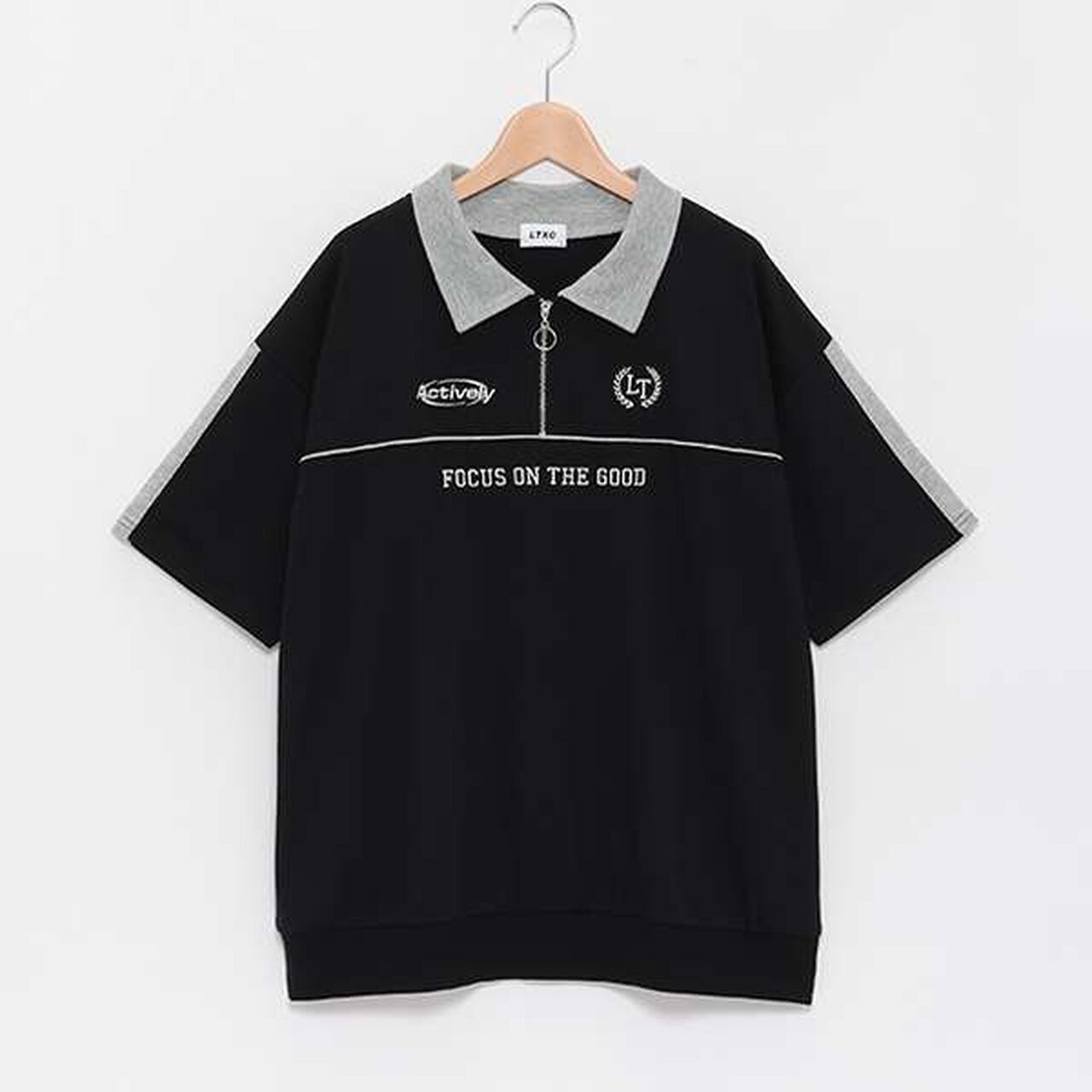 LTXC - Half-Zip Loose Half T-Shirt,Black, large image number 14