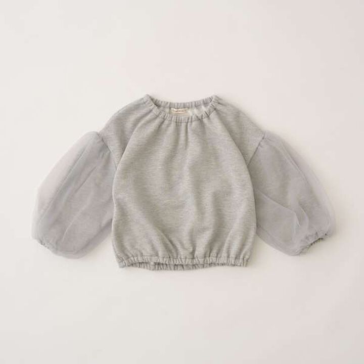 Wool Lined Tulle Sleeve Pullover,Off white, medium image number 10