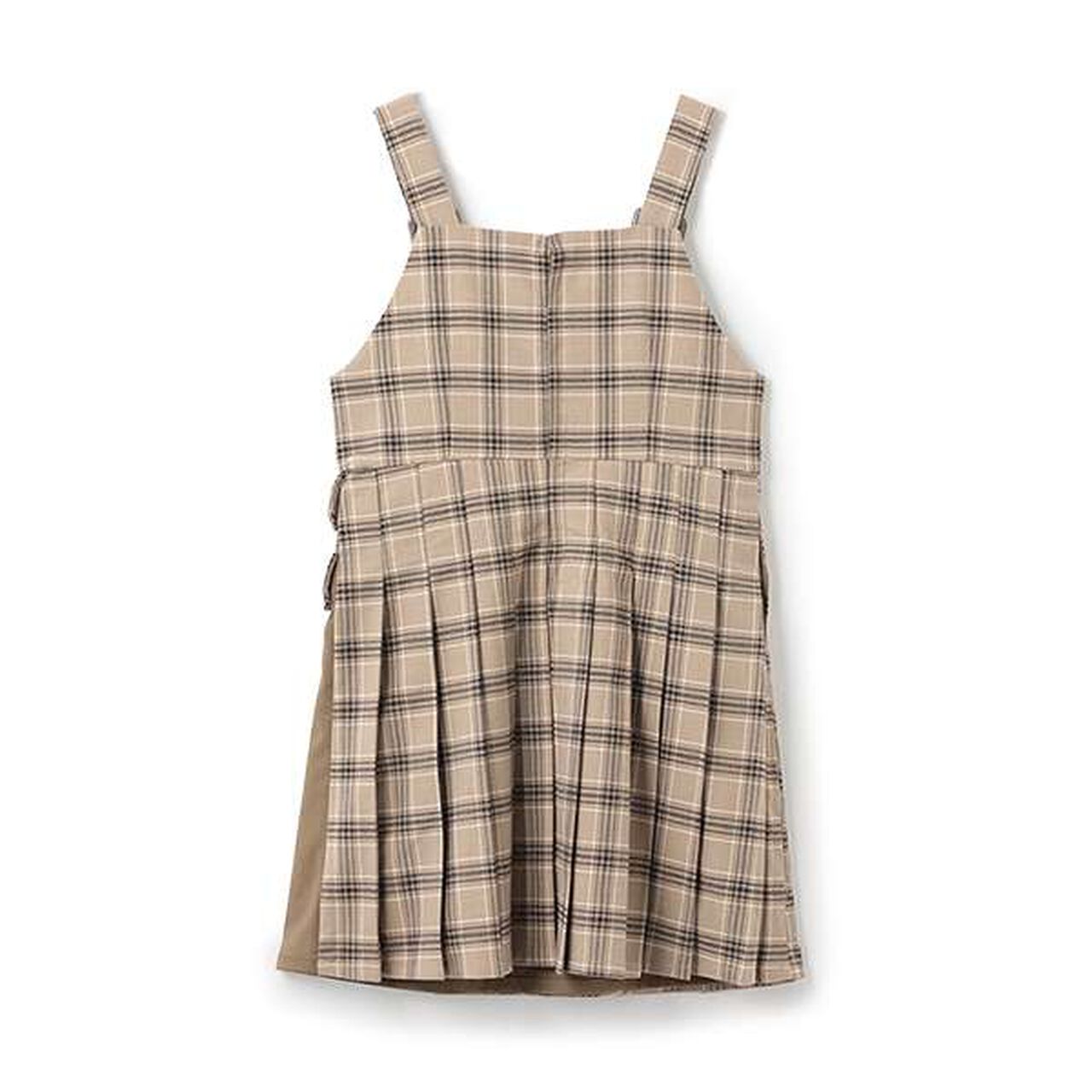 Check Pleated Jumper Skirt,Beige, large image number 1