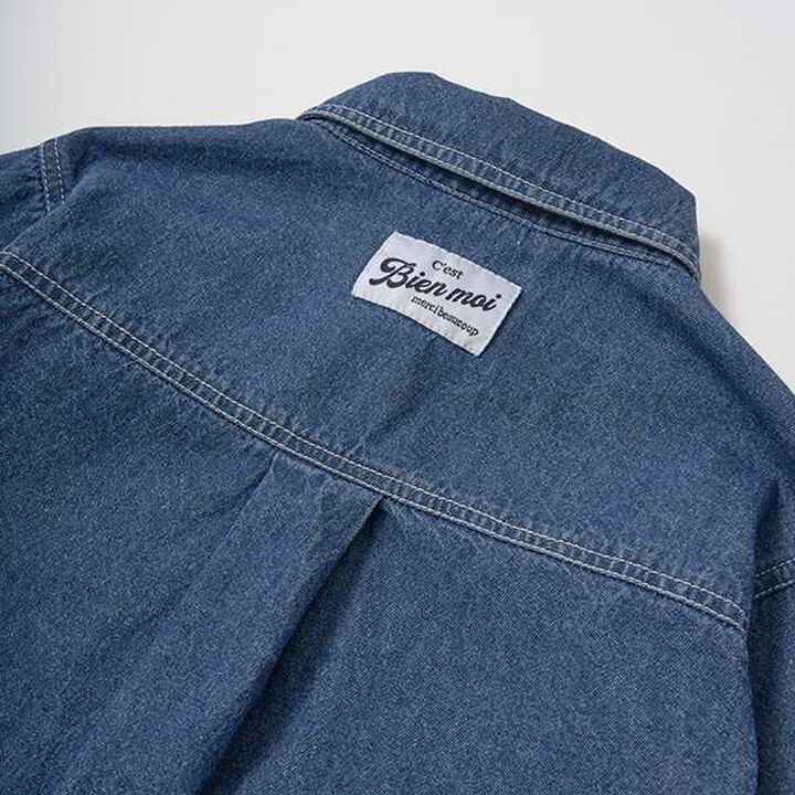 Soft Denim Heart Embroidery Shirt,Blue, medium image number 11