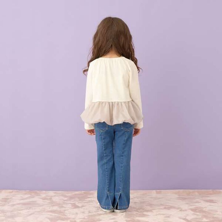 Non-Deforming Neck Balloon Peplum T-Shirt,Ivory, medium image number 14
