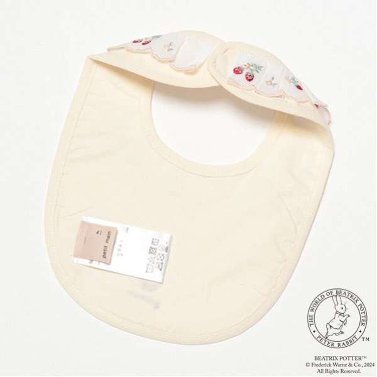 Peter Rabbit Embroidered Lace Bib,Ivory, large image number 1