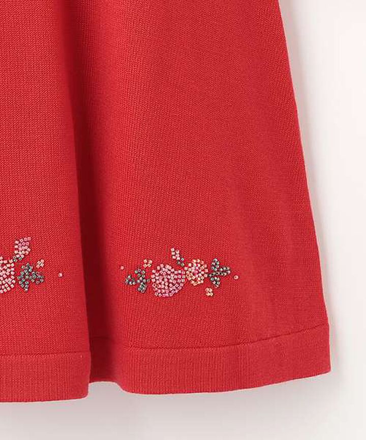 35th Beaded Embroidery Knit Dress & Bolero Set,Red, medium image number 3
