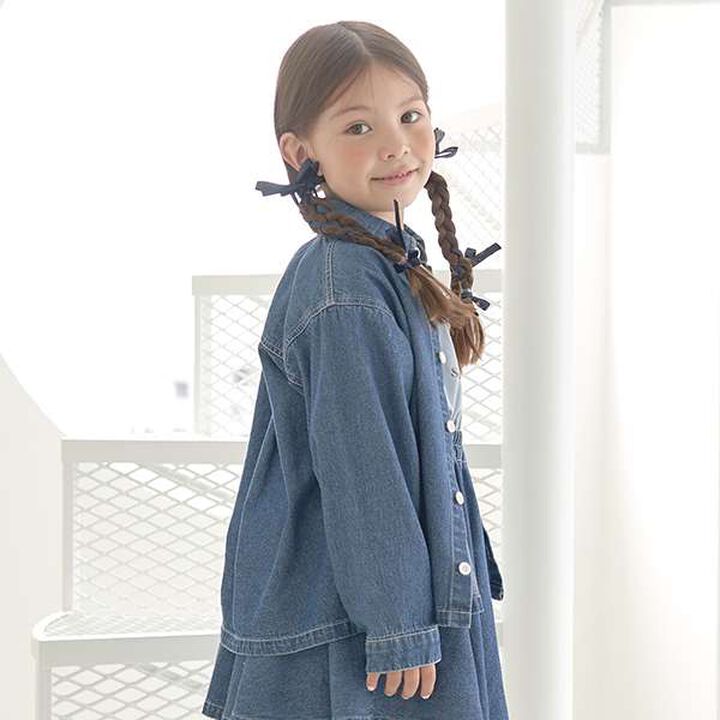 Soft Denim Heart Embroidery Shirt,Blue, medium image number 6