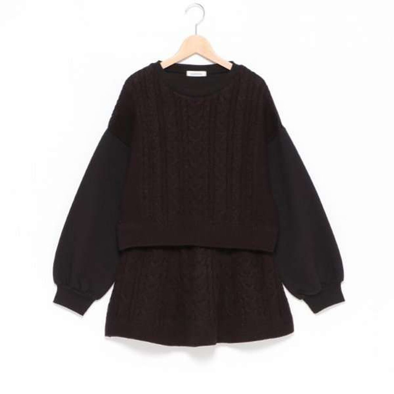 Cable Knit Set-Up,Black, large image number 11