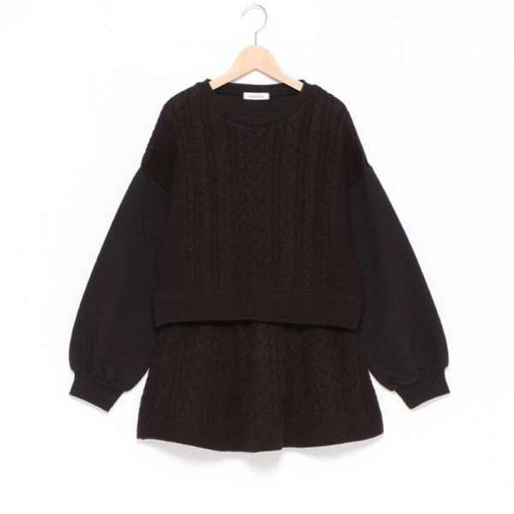 Cable Knit Set-Up,Black, medium image number 11