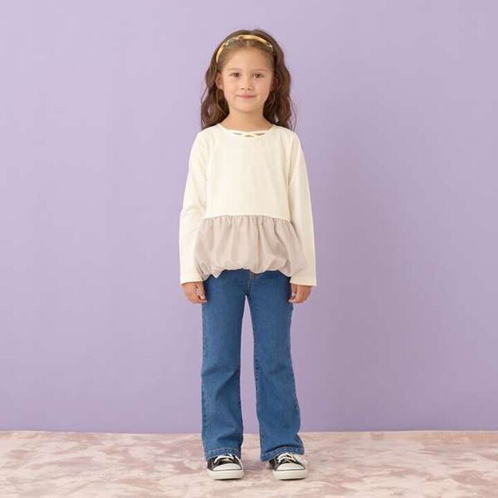 Non-Deforming Neck Balloon Peplum T-Shirt,Ivory, medium image number 13