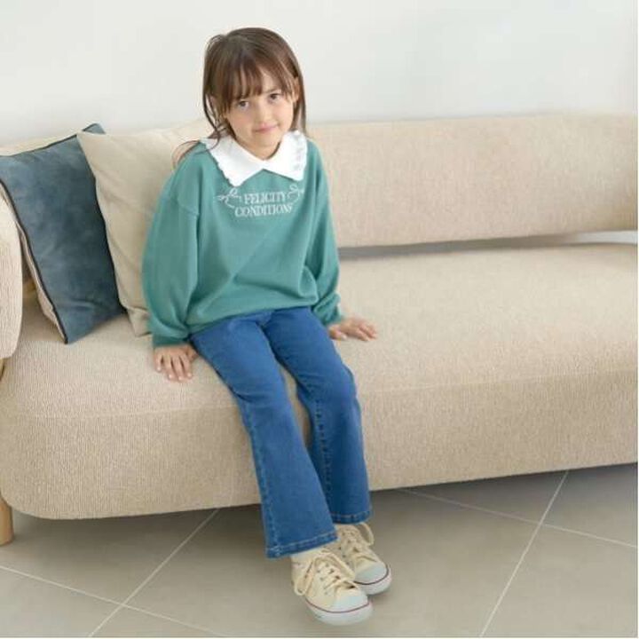 Pilling-Resistant Fuzzy Frill Collar Sweatshirt,Milky white, medium image number 19