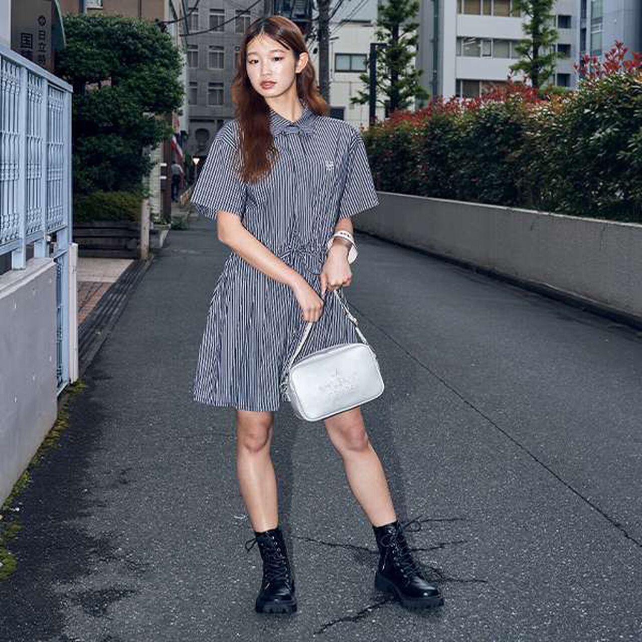 LTXC - Shirt One-Piece Dress with Tie,Black, large image number 6
