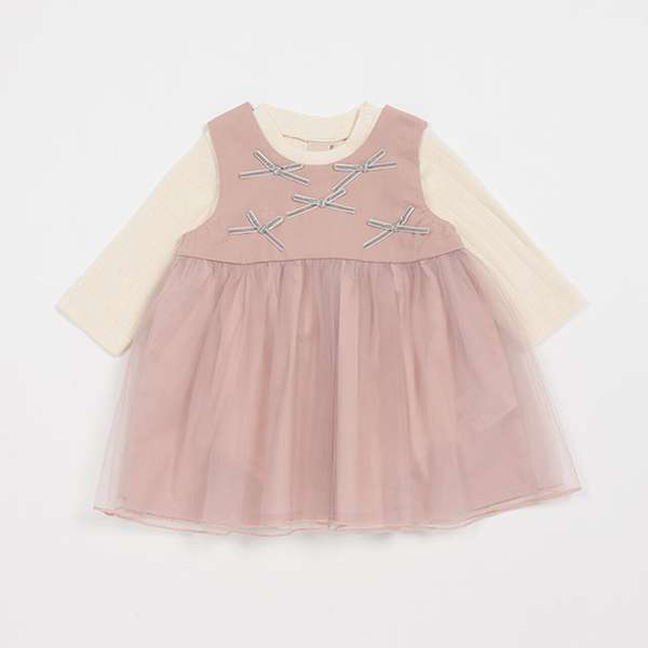Tulle Dress Set with Ribbon,Light gray, large image number 16