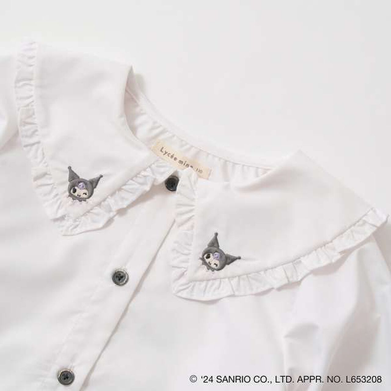 Sanrio Kuromi Frill Collar Blouse & Ribbon Hair Tie Set,Black, large image number 16