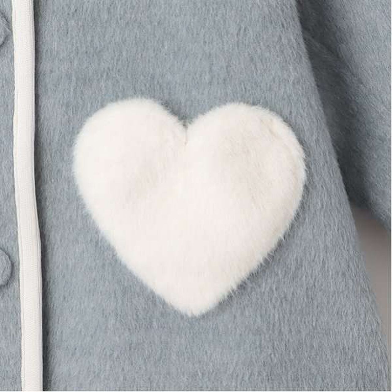 Faux Fur Collar Heart Pocket Coat,Gray, large image number 15