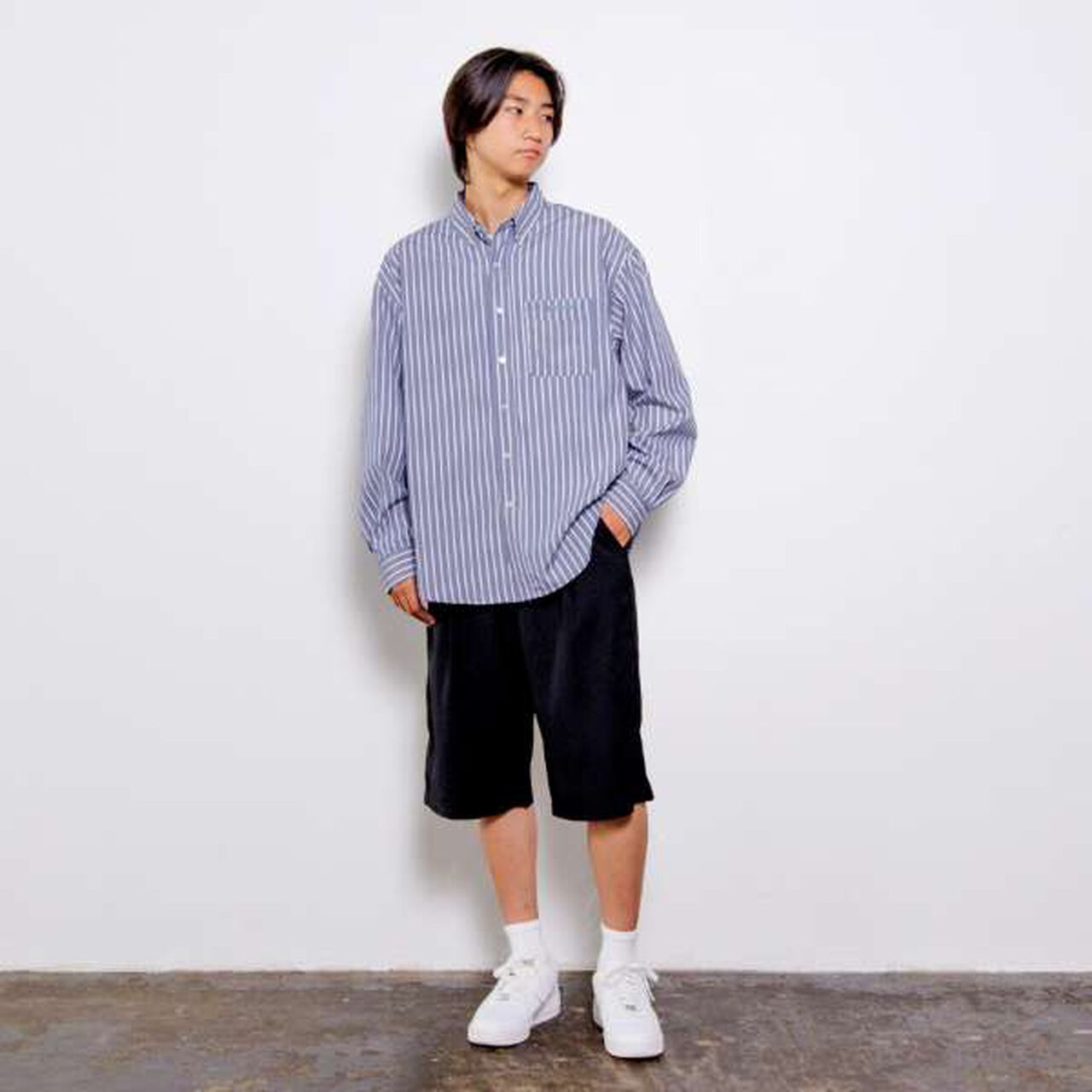 Striped Shirt,Black, large image number 1