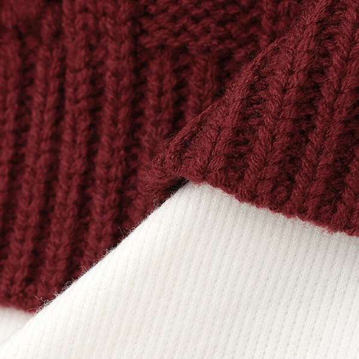 Inner Layered Cropped Knit,Deep red, medium image number 8