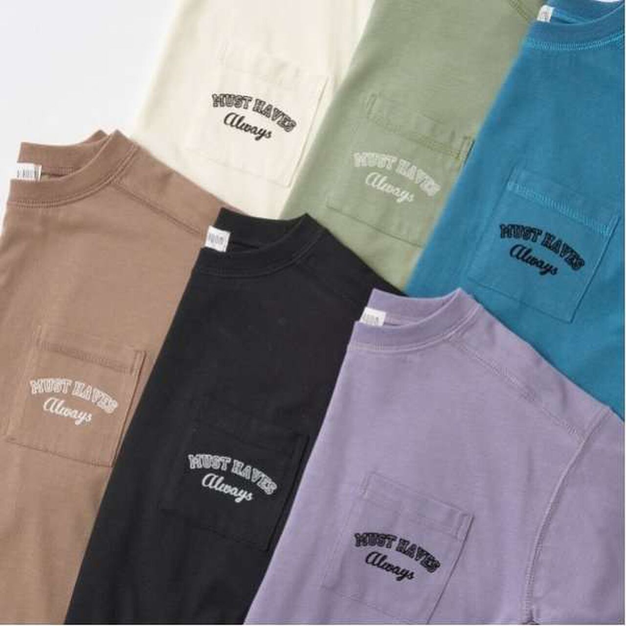 Non-Deforming Versatile Round Hem Pocket T-Shirt,Blue green, large image number 12