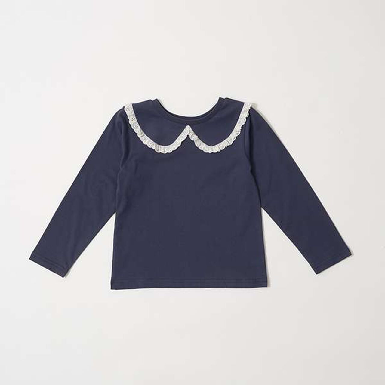 Non-Deforming Cotton Lace Long-Sleeve T-Shirt,Blue gray, large image number 8