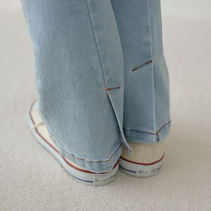 Stretch Flare Denim Pants,Sax blue, medium image number 8