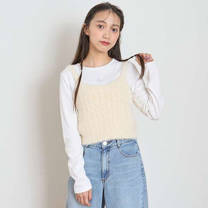 Washable Shaggy Vest Inner Set,Light gray, medium image number 20