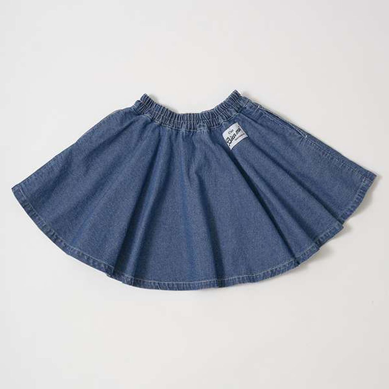 Soft Denim Heart Embroidery Flare Skirt,Blue, large image number 12