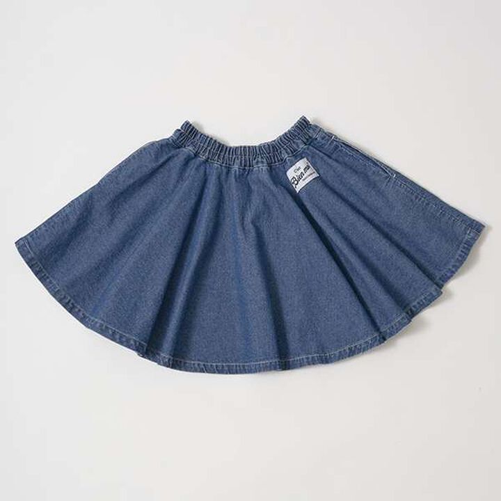 Soft Denim Heart Embroidery Flare Skirt,Blue, medium image number 12