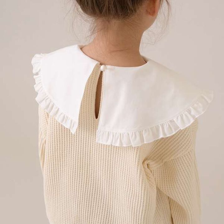 Fluffy Waffle Frill Collar Top,Pink, medium image number 3