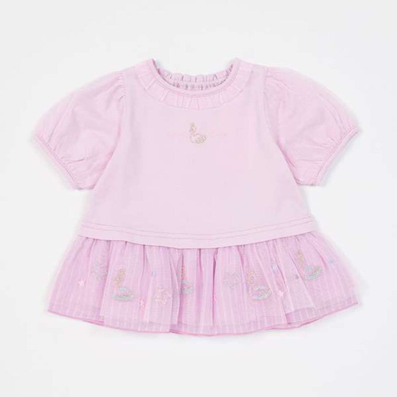 Swan Embroidered Frill 5-Sleeve Tunic,Off white, large image number 11