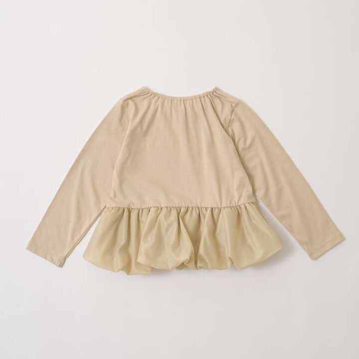 Non-Deforming Neck Balloon Peplum T-Shirt,Ivory, medium image number 10