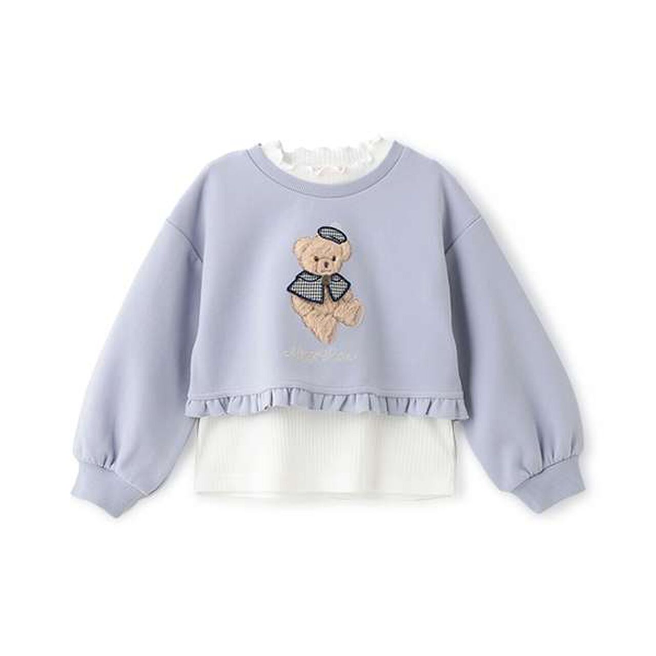 Bear Sweater & Short Sleeve T-Shirt Set,Sax blue, large image number 0