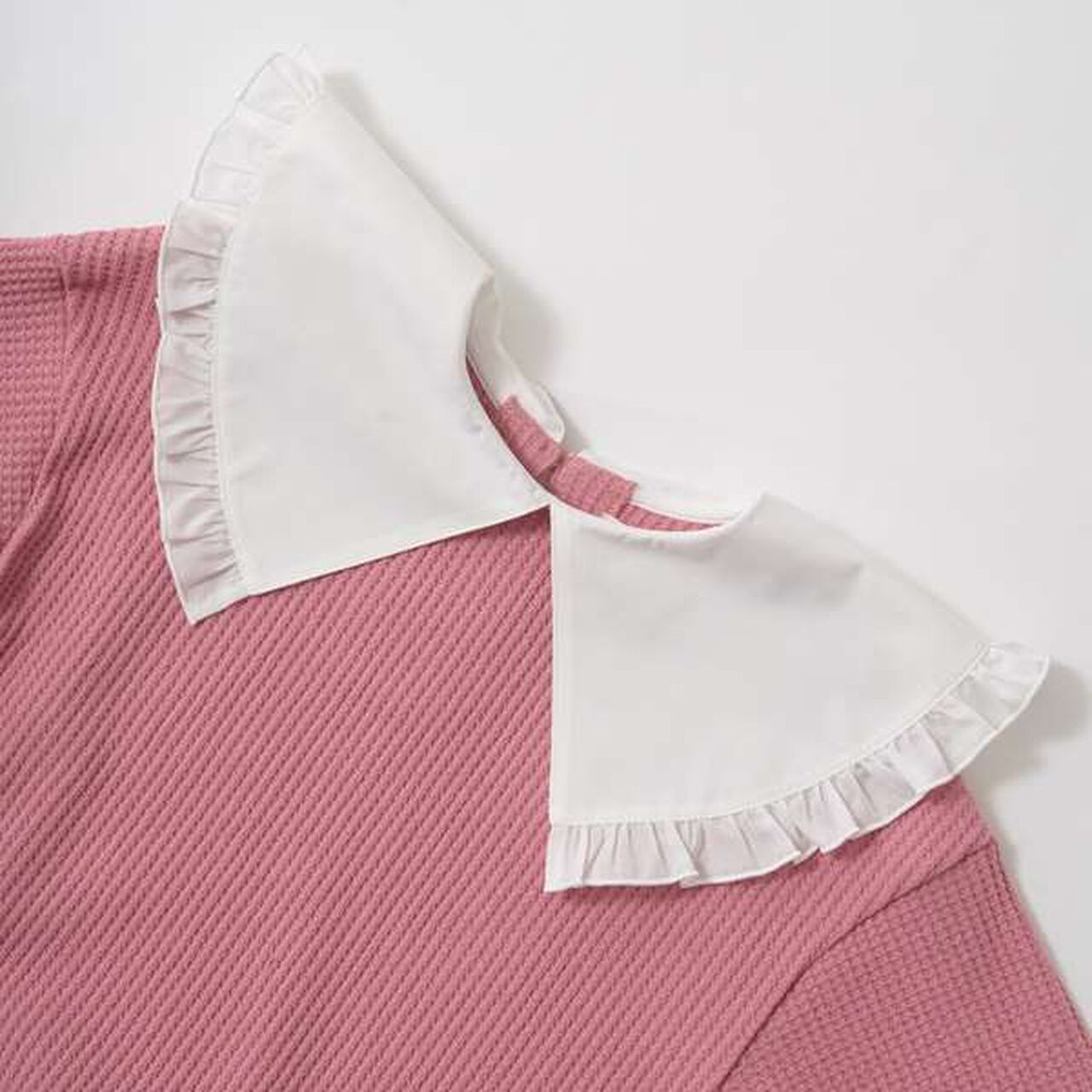 Fluffy Waffle Frill Collar Top,Pink, large image number 13